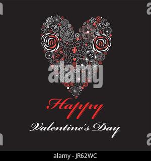 Belle coeur floral ornement Illustration de Vecteur