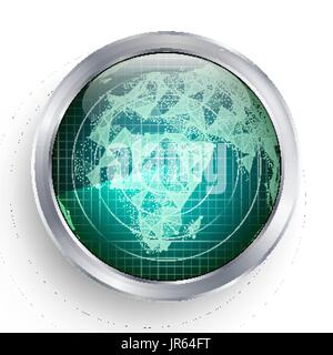 Vecteur Radar. L'Afrique. Image militaire Radar. L'interface utilisateur de HUD. Illustration de Vecteur