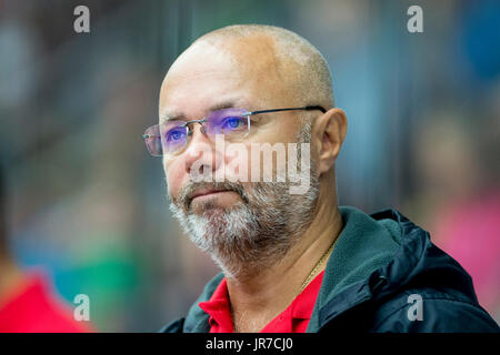 Hradec Kralove, République tchèque. 06Th Aug, 2017. Pripravny hokejovy : zapas Mountfield Hradec Kralove - HC Sparta Praha, 3. srpna v Hradci Kralove. Sparty Trener Jiri Kalous. Banque D'Images