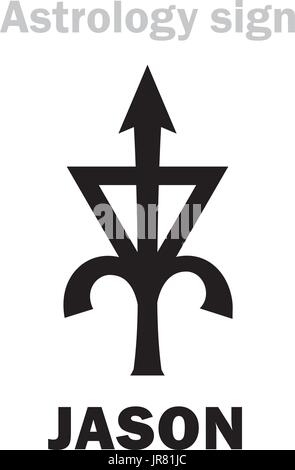 Alphabet d'astrologie : JASON, astéroïde # 6063. Caractères hiéroglyphes signe (symbole unique). Illustration de Vecteur