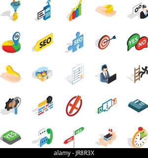 Siège social icons set, style isométrique Illustration de Vecteur