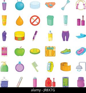 Bon icons set cosmétique, cartoon style Illustration de Vecteur