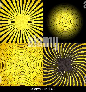 Retro Vintage Grunge psychédélique hypnotique spirale avec rayons radiaux, Collection d'arrière-plan Twirl de modèle établi. Vector Illustration Illustration de Vecteur
