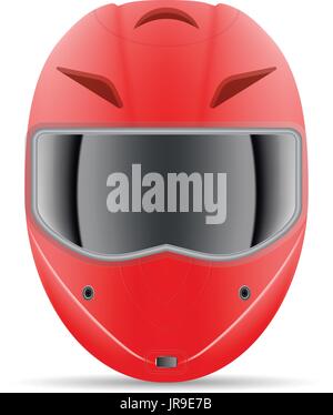 Casque de moto rouge. Vue avant isolé sur un fond blanc. Vector Illustration. Illustration de Vecteur