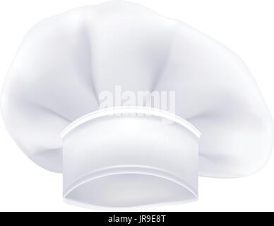 Blanc photoréaliste Chef ou cuisinier ou boulangers Hat isolé sur un fond blanc. Vector Illustration Illustration de Vecteur