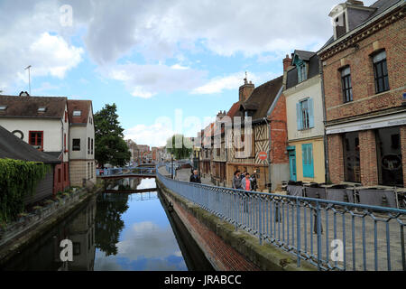 Canal, entre rue motte, Amiens, France Banque D'Images