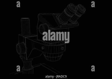En microscope Wireframe hologramme Style. Rendu 3D de Nice Banque D'Images