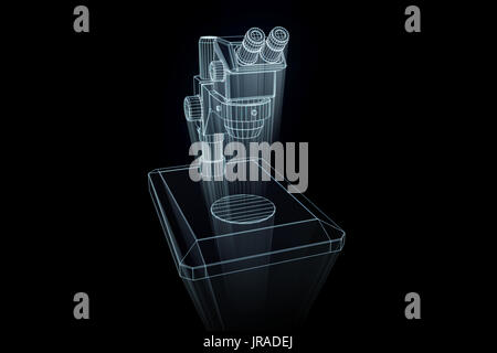 En microscope Wireframe hologramme Style. Rendu 3D de Nice Banque D'Images