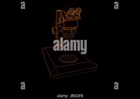 En microscope Wireframe hologramme Style. Rendu 3D de Nice Banque D'Images