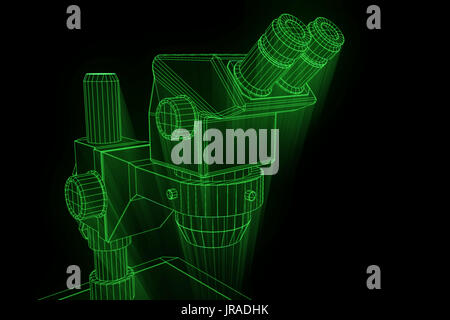 En microscope Wireframe hologramme Style. Rendu 3D de Nice Banque D'Images