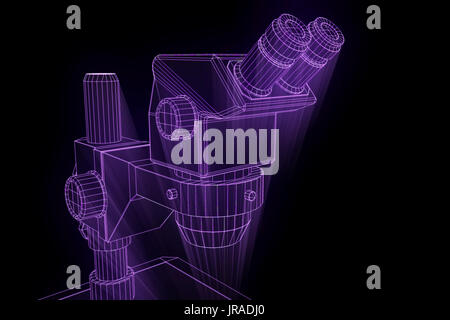 En microscope Wireframe hologramme Style. Rendu 3D de Nice Banque D'Images