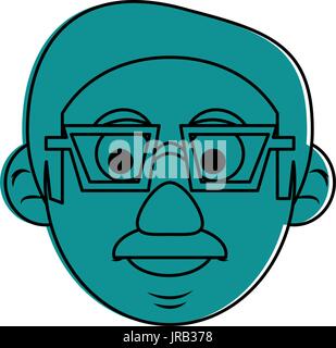 Cute happy elderly man wearing glasses droit Illustration de Vecteur