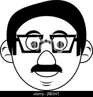 Cute happy elderly man wearing glasses droit Illustration de Vecteur