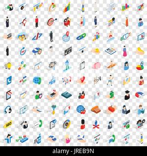 100 les droits de l'icons set, style 3D isométrique Illustration de Vecteur