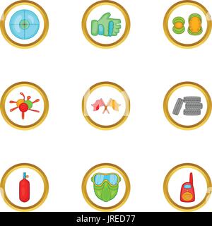 Accessoires Paintball, cartoon style icons set Illustration de Vecteur