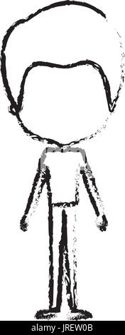 Silhouette floue de la caricature homme mince sans visage dans des vêtements avec la coiffure moderne Illustration de Vecteur