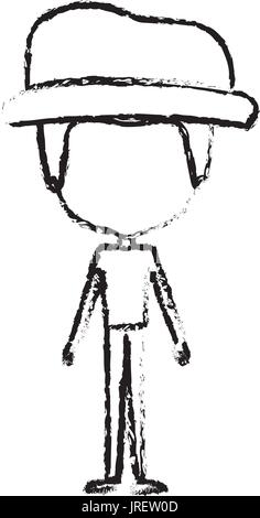 Silhouette floue de la caricature de visage homme mince en vêtements avec chapeau moderne Illustration de Vecteur
