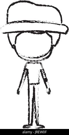 Silhouette floue de la caricature fine sans visage barbu en vêtements avec chapeau moderne Illustration de Vecteur