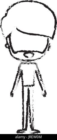 Silhouette floue de la caricature de visage homme mince en vêtements avec barbe Illustration de Vecteur