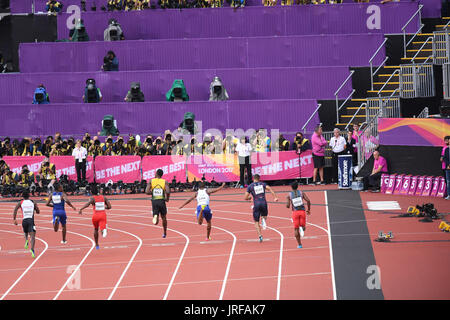 Queen Elizabeth Olympic Park, Londres, UK. 5 Août, 2017. Es Championnats du monde. Samedi. 100m demi-finale. Usain Bolt. Crédit : Matthieu Chattle/Alamy Live News Banque D'Images