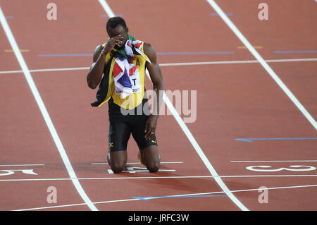 Londres, Royaume-Uni. 5 Août, 2017. 100 mètres Usain Bolt Finale Hommes Championnats du monde d'athlétisme 2017, Londres London Stam, Londres, Angleterre 05 août 2017 Championnats du monde d'athlétisme 2017 Londres Angleterre Londres Stam Allstar Crédit : photo library/Alamy Live News Banque D'Images