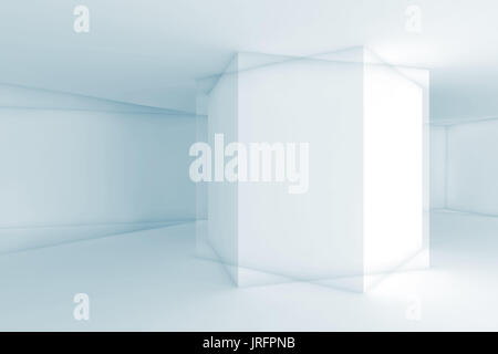 Résumé Contexte numérique avec recoupé des formes géométriques, 3d illustration, double exposition, d'effet filtre tonal bleu Banque D'Images