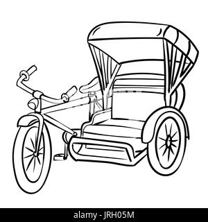 Croquis dessinés à la main, de tricycle, noir et blanc simple ligne Vector Illustration pour livre de coloriage - Ligne dessinée Vector Illustration de Vecteur