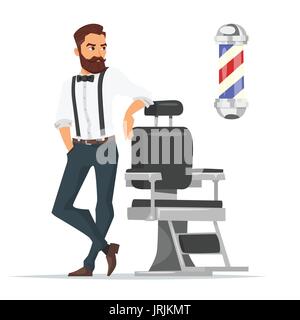 Cartoon Vector illustration style de coiffure. Concept pour un barbier. Isolé sur fond blanc. Illustration de Vecteur