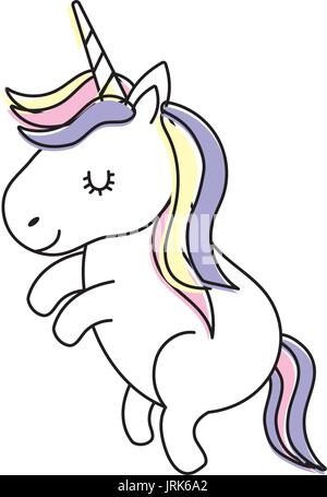 Danse avec unicorn beauté hairstyle design Illustration de Vecteur