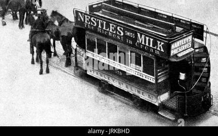 Cheval open top tram (179 Stanley Road -Lime Street) - Liverpool, Angleterre - circa 1898 Banque D'Images