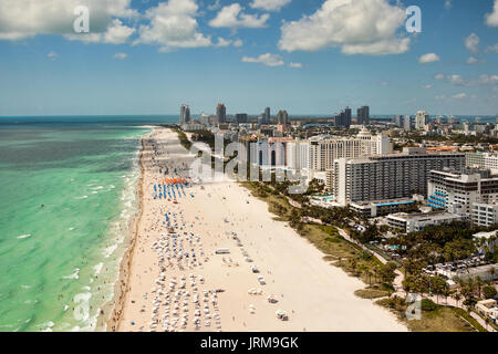 South Beach, Miami, Floride, ville et plage, à partir de l'air Banque D'Images