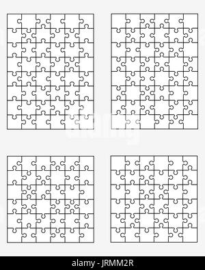 Vector illustration de quatre différents puzzles blanc, pièces séparées Banque D'Images