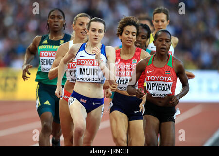 Grande-bretagne Laura Muir participe à la women's 1500m au cours de la deuxième journée des Championnats du monde IAAF 2017 à la London Stadium. Banque D'Images