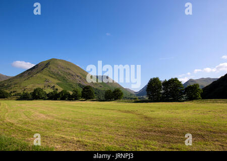 Sur la montagne à travers un champ d'agriculteurs dans le Parc National de Lake District en Angleterre Banque D'Images