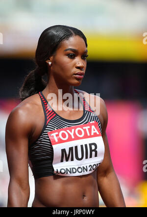 Londres, Royaume-Uni. 6 Août, 2017. Carline Muir attend le début de la chaleur de la femme du 5 400m à la troisième journée du Championnat du monde 2017 de l'IAAF de Londres au London Stadium. © Paul Davey/Alamy Live News Banque D'Images