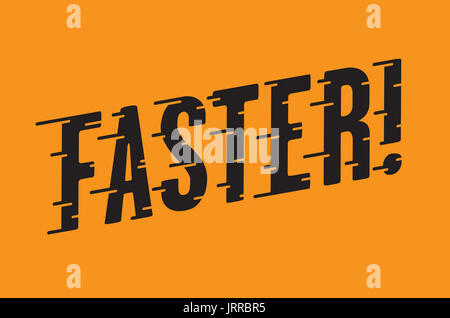 Retro typographie plus rapide avec vitesse vecteur style vintage hot rod, moto, modèle de voiture avec vitesse personnalisée line typographie sur fond orange. Banque D'Images