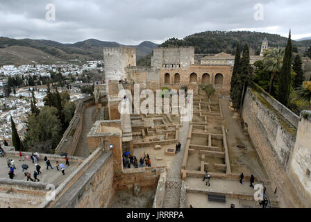 Portrait de l'Elevated view de l'Alcazaba, Alhambra, Granada, Espagne Banque D'Images