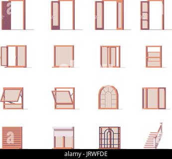 Vector set portes et fenêtres Illustration de Vecteur