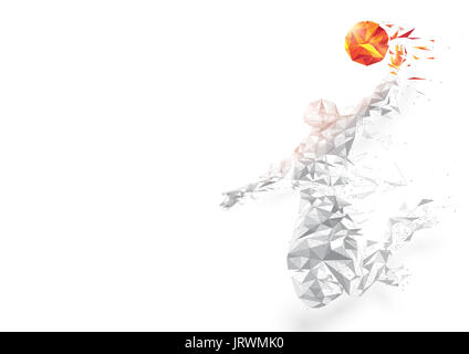 Résumé polygone faible dunk saut basket-ball wireframe grillage sur fond blanc Banque D'Images