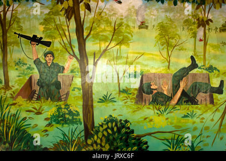 Les tunnels de Cu Chi, Vietnam. Les soldats américains perdant de loisirs peinture Guerre du Vietnam, Vietnam Cu Chi. Banque D'Images