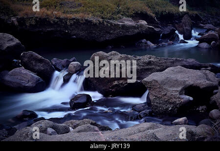 Débit d'eau de la rivière Ciliwung, Bogor, Indonésie. Banque D'Images