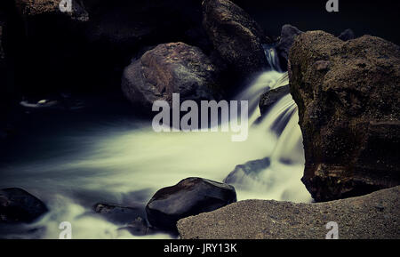 Débit d'eau de la rivière Ciliwung, Bogor, Indonésie. Banque D'Images