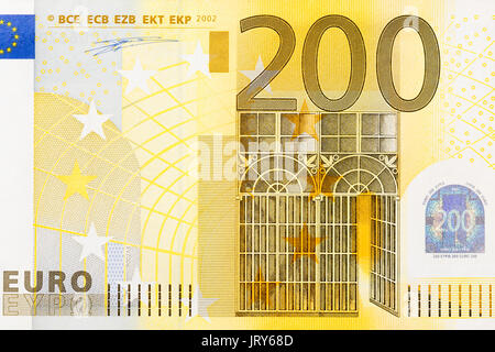 Close-up de la partie 200 billet d'euro. Banque D'Images