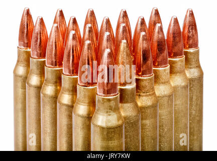 Bullets close-up sur fond blanc. Banque D'Images