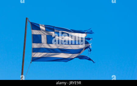 Près d'un drapeau grec Banque D'Images