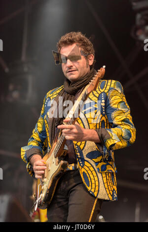 Matthieu Chedid 'M' de l'Lamomali au festival WOMAD, Charlton Park, Malmesbury, Wiltshire, Angleterre, Juillet 29, 2017 Banque D'Images