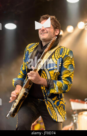 Matthieu Chedid 'M' de l'Lamomali au festival WOMAD, Charlton Park, Malmesbury, Wiltshire, Angleterre, Juillet 29, 2017 Banque D'Images