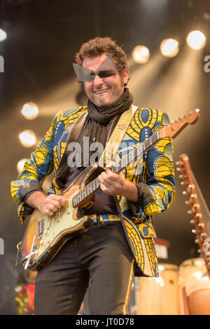 Matthieu Chedid 'M' de l'Lamomali au festival WOMAD, Charlton Park, Malmesbury, Wiltshire, Angleterre, Juillet 29, 2017 Banque D'Images