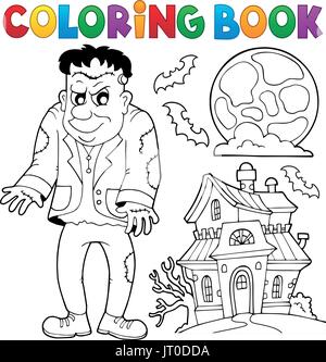 Livre de coloriage thème Frankenstein - eps10 vector illustration. Illustration de Vecteur