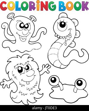 Livre de coloriage monster Thème 3 - eps10 vector illustration. Illustration de Vecteur